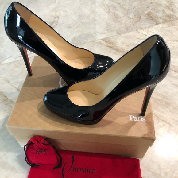 SOLD Christian Louboutin New Simple 120 Black Patent Calf Heels 38.5 - Picture 3 of 13